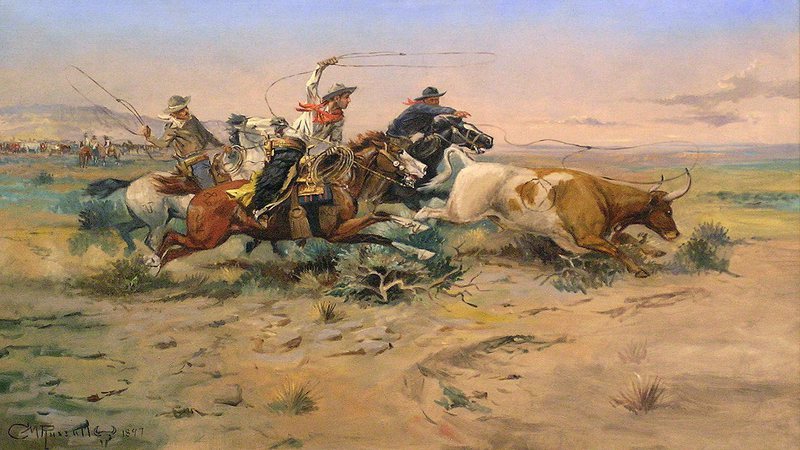 Cowboys retratados na arte ocidental - Charles Marion Russell/Wikimedia Commons