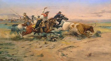 Cowboys retratados na arte ocidental - Charles Marion Russell/Wikimedia Commons