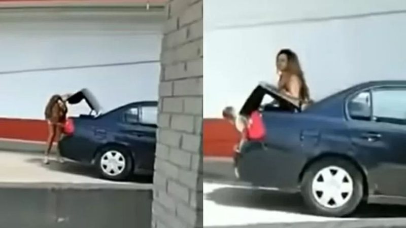 Trechos do vídeo onde Chelsea-Rae bate e prende o filho no porta-malas - Divulgação / Pueblo Police Department