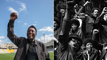 Pelé e seu gesto lendário e membros do movimento Panteras Negras - Getty Images e Divulgação/ Steven Kasher Gallery