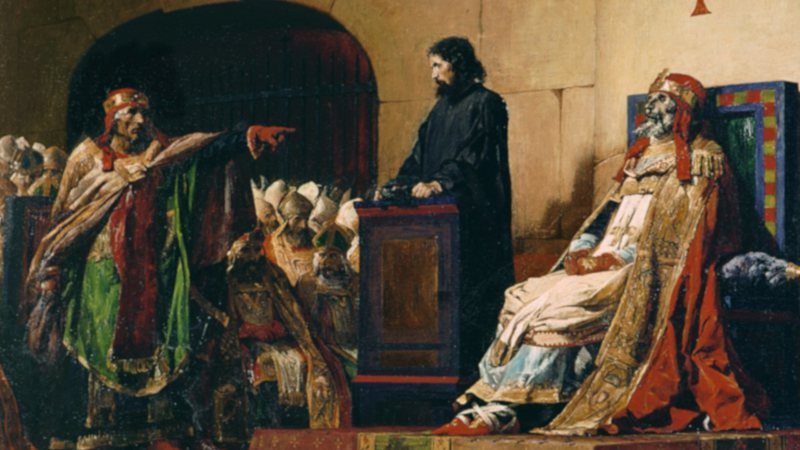 O episódio retratado em obra de Jean-Paul Laurens (1870) - Wikimedia Commons