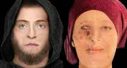 À esquerda, homem encontrado sem sua mandíbula. À direita, mulher rica que morreu em decorrência da lepra - City of Edinburgh Council