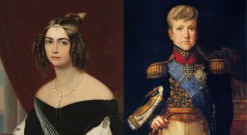Amélia e o imperador Pedro II, com 12 anos - Divulgação