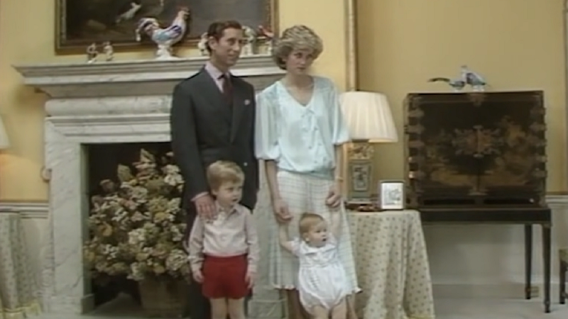 Diana, Charles, William e Harry em uma entrevista (1985)