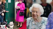 Á esquerda imagem de rainha perto de cachorros e à direita foto de Rainha Elizabeth II - Foto de Arthur Edwards na GettyImages e Foto de Kirsty O'Connor na GettyImages