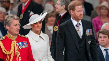 Príncipe Harry e Meghan Markle durante o Jubileu de Platina da rainha Elizabeth II - Getty Images