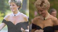 Diana real e na ficção usando o vestido da vingança - Getty Images e Reprodução / Vídeo / Youtube / Netflix