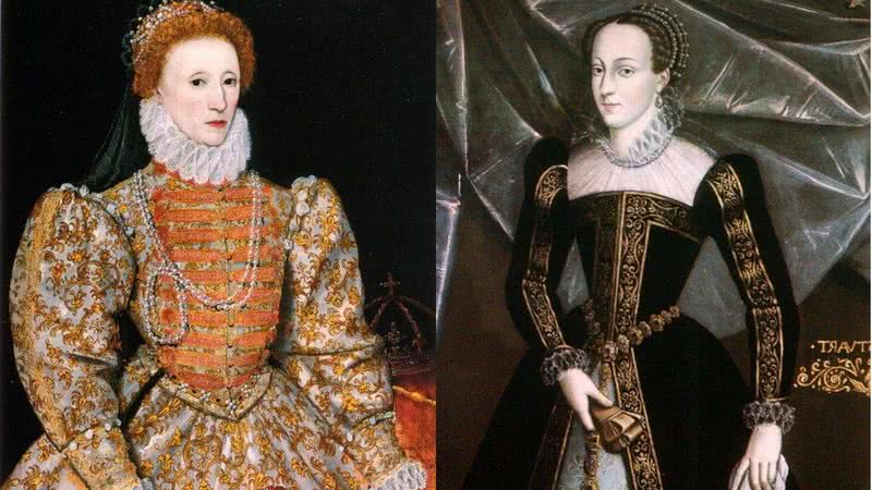 Elizabeth I, Rainha da Inglaterra, e Maria da Escócia - Wikimedia Commons/Montagem