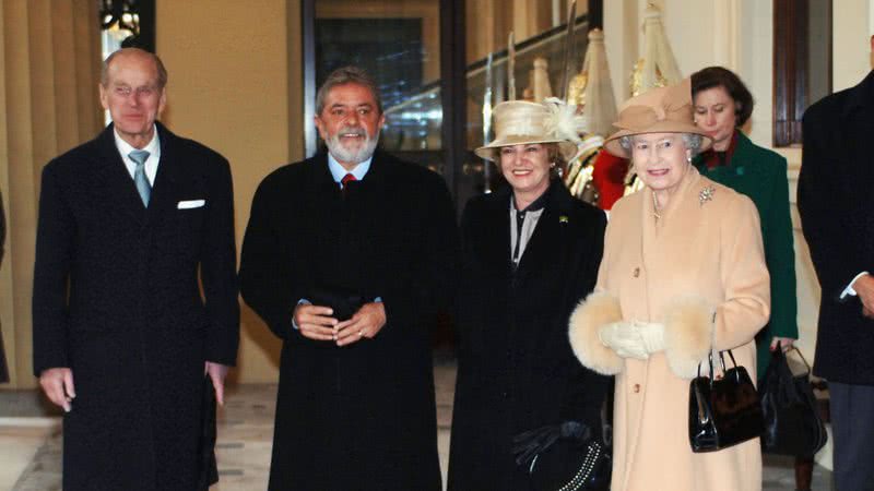 Príncipe Phillip, Lula, Marisa Letícia e a rainha Elizabeth II (2006) - Getty Images