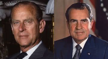 Príncipe Philip (esq.) e Richard Nixon (dir.) em retratos oficiais - Wikimedia Commons