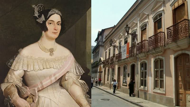 Montagem da Marquesa de Santos ao lado de seu Solar - Domínio Público / Wikimedia Commons / Dornicke
