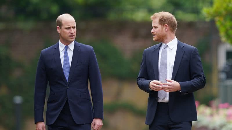 William e Harry no dia da cerimônia de inauguração da estátua de Diana - Getty Images