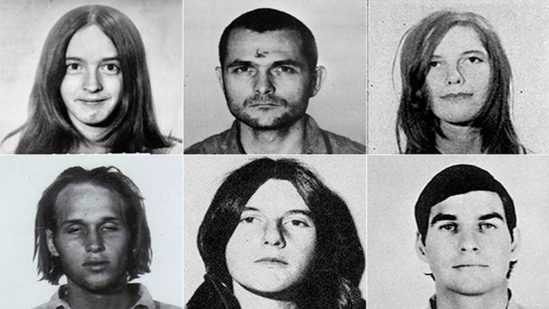 Seis dos seguidores de Charles Manson, participantes do assassinato - Wikimedia Commons