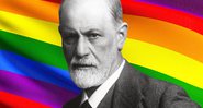 Sigmund Freud em frente à bandeira LGBT - Wikimedia Commons