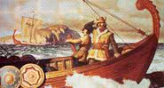 Ilustração de vikings em um barco - Getty Images