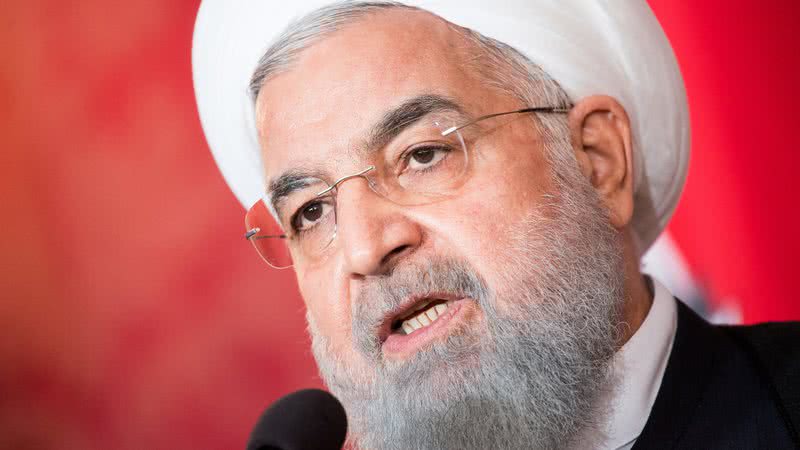 Imagem ilustrativa de Hassan Rouhani durante pronunciamento - Getty Images