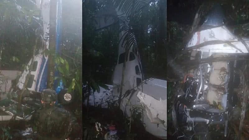 Imagens do acidente aéreo - Divulgação/Fuerzas Militares de Colombia