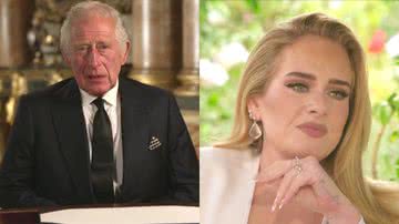 O rei Charles III (à esqu.) e a cantora Adele (à dir.) - Reprodução/Vídeo