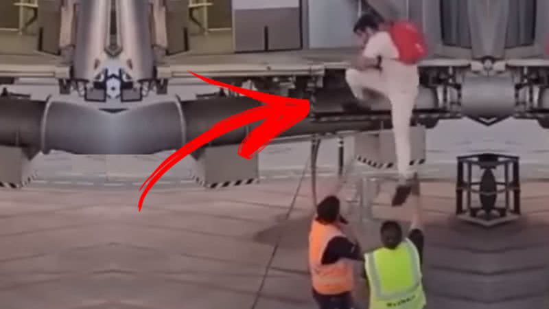 Momento onde homem tenta acessar pista de aeroporto - Divulgação / Vídeo / YouTube
