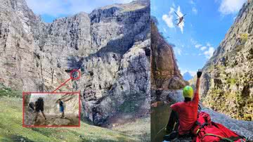 Fotografias mostrando local onde os alpinistas ficaram presos - Divulgação/ WSAR Western Cape