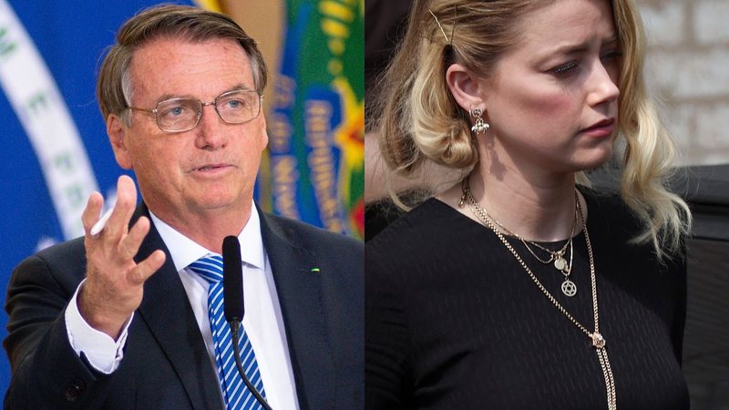 O presidente Jair Bolsonaro e a atriz Amber Heard - Getty Images
