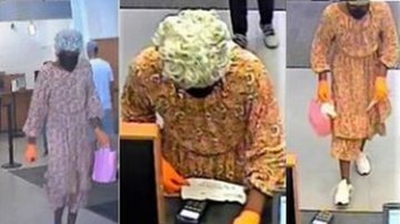 Homem vestido de idosa assaltando banco em McDonough, nos EUA - Divulgação/Facebook/McDonough Police Department