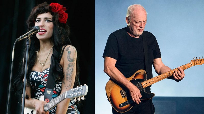 A cantora Amy Winehouse e David Gilmour, do Pink Floyd - Getty Images