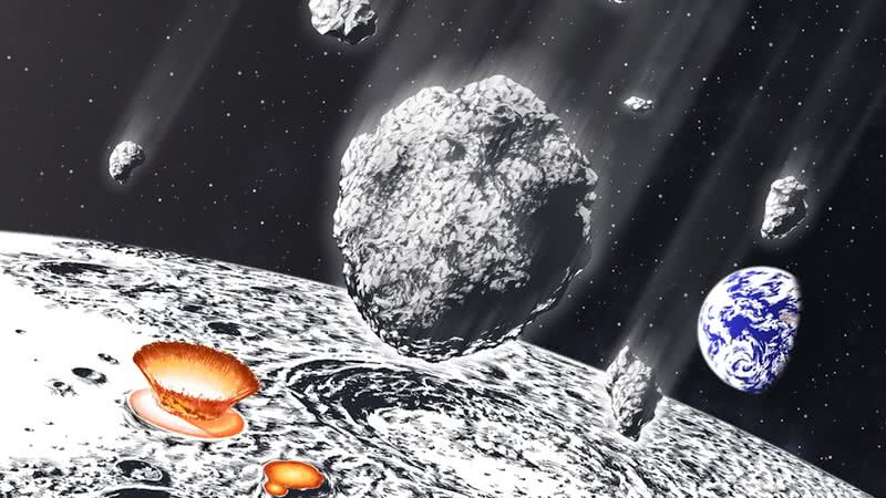 Representação do meteoroide colidindo com a Terra - Divulgação/ Universidade de Osaka