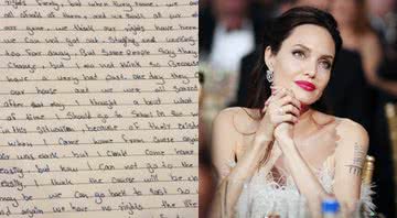 A carta (à esqu.) e Angelina (à dir.) - Divulgação/Arquivo Pessoal e Getty Images