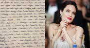 A carta (à esqu.) e Angelina (à dir.) - Divulgação/Arquivo Pessoal e Getty Images