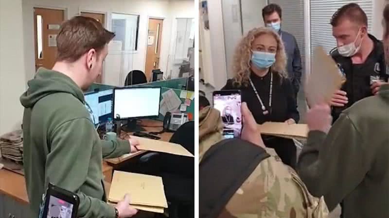 Antivacinas invadem hospital no Reino Unido - Divulgação/Twitter/@Shayan86