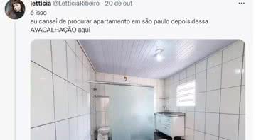 Tweet sobre o peculiar apartamento em SP - Divulgação/Twitter/@LetticiaRibeiro