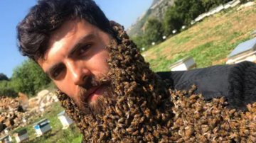 Johny Abou Rjeily com sua "barba de abelhas" - Divulgação/Instagram/@johny_abou_rjeily