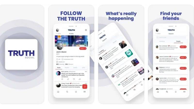 Representações do aplicativo "Truth Social" - Divulgação/ App Store