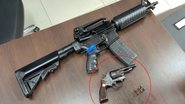 Arma de grande porte de airsoft e revólver calibre 32 apreendidos pela Polícia Civil - Reprodução/PC