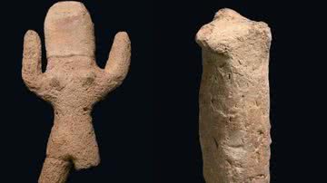 Imagens de dois dos artefatos encontrados na rota de peregrinação - Reprodução / Clara Amit / Autoridade de Antiguidades de Israel