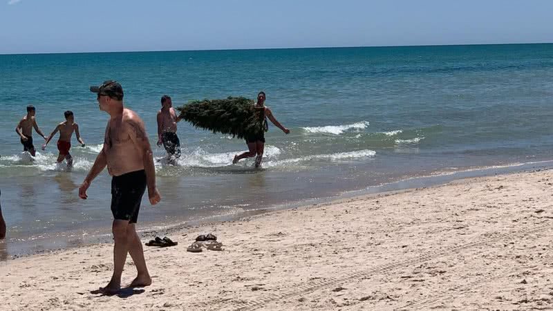 Árvore de Natal sendo retirada do mar na Austrália - Divulgação/Instragam/Pippa Isabelle Phillips