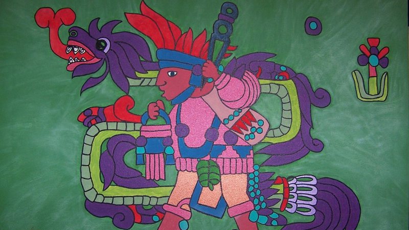 Representação do Quetzalcoatl, deus importante para os astecas