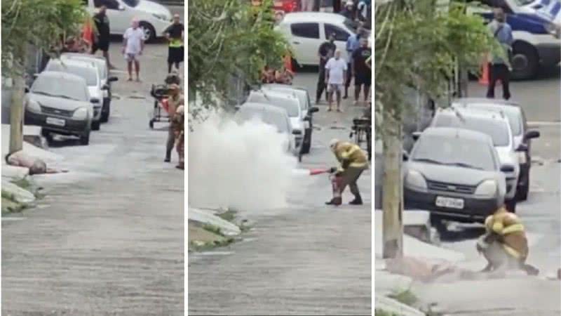 Homem sendo atacado por abelhas - Divulgação/Rede Globo/Fantástico