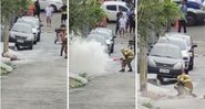 Homem sendo atacado por abelhas - Divulgação/Rede Globo/Fantástico