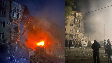 Fotografias mostrando bombardeio ocorrido em Zaporizhzhia - Divulgação/ Twitter/ @MrBokk