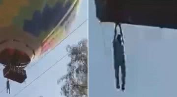 Homem pendurado por corda em balão no México - Divulgação/Twitter