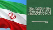 Bandeira do Irã (esq.) e bandeira da Arábia Saudita (dir.) - Reprodução/Pixabay/Kaufdex