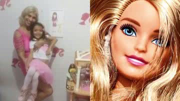 Roberta e a filha em montagem com imagem da boneca Barbie - Reprodução e Pixabay