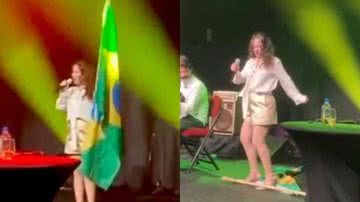 Bebel Gilberto pisa na bandeira do Brasil - Reprodução/Vídeo
