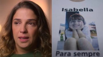 Ana Carolina Oliveira e foto de Isabella Nardoni - Reprodução/Vídeo/YouTube/Netflix Brasil