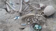 Imagem do esqueleto encontrado - Reprodução/Ministério da Ciência e Ensino Superior do Cazaquistão