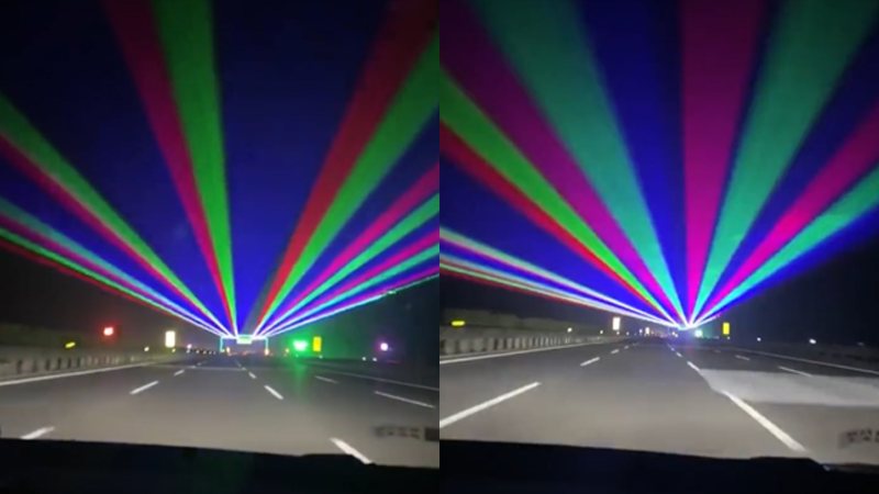 Os lasers na estrada da China - Reprodução/Vídeo/X/@gunsnrosesgirl3
