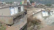 Casa sendo destruida por enchente no Paquistão - Reprodução/vídeo/Twitter: @Joyce_Karam