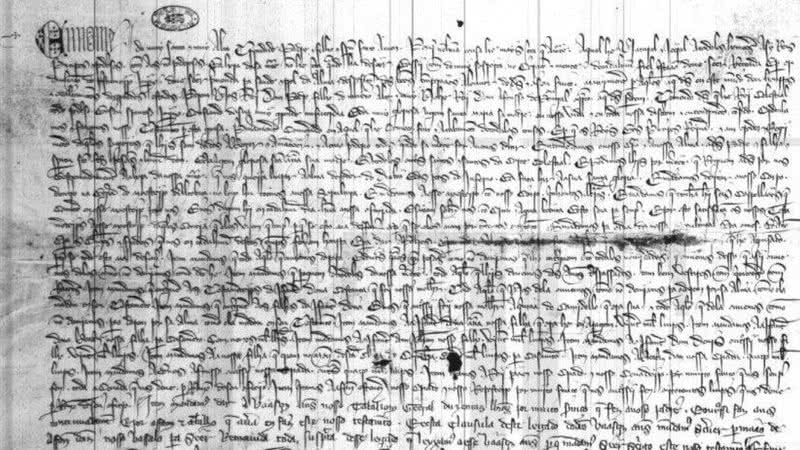 O documento original do testamento de Dom Pedro I , localizado em Portugal - Divulgação/Arquivo Nacional da Torre do Tombo